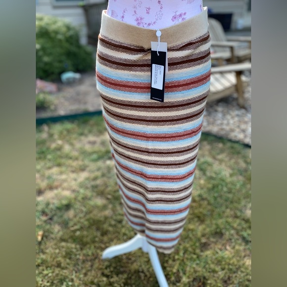 Minnie Rose Cotton Cashmere Striped Midi Skirt (skirt only) (read description) - Picture 8 of 16